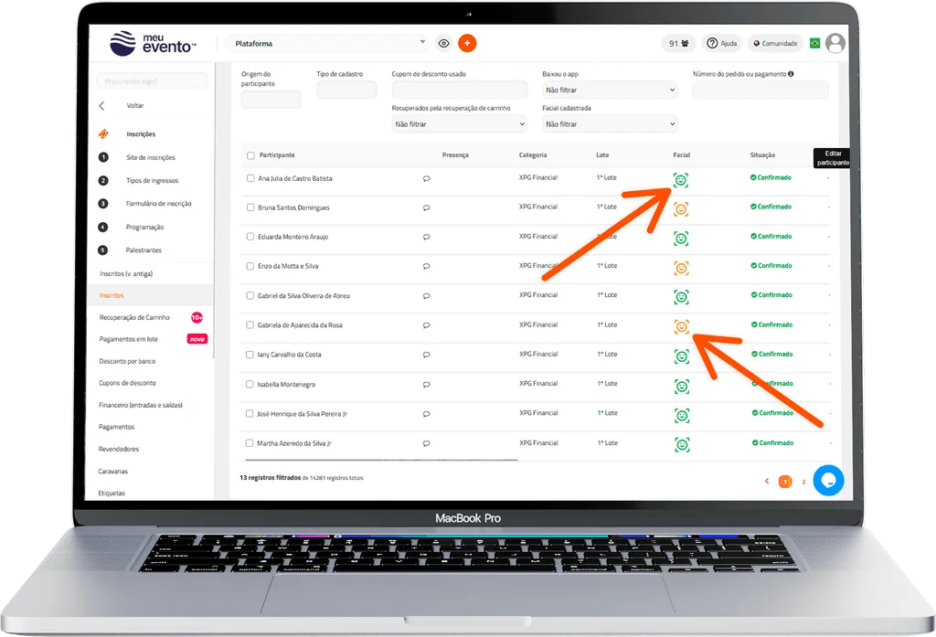 Painel de acompanhamento de cadastros de biometria facial